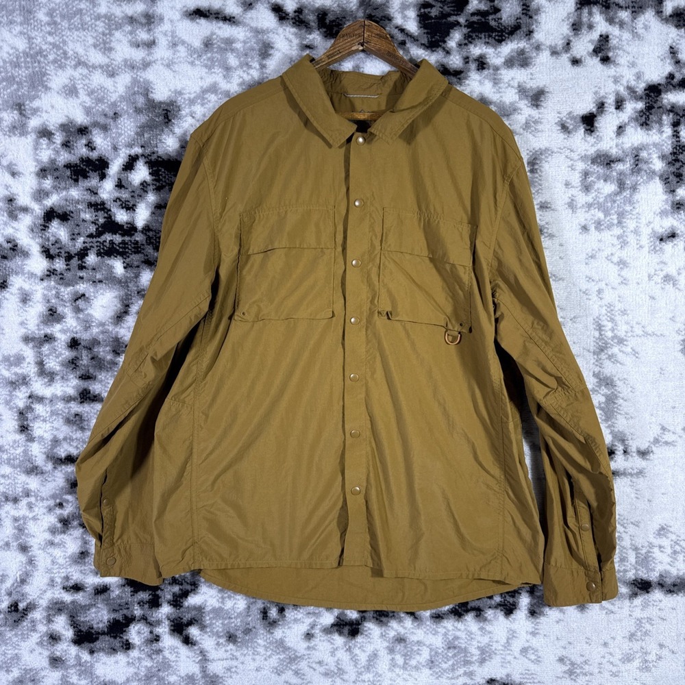 REI Coop Shirt Mens Size Large Brown Vented Pockets Snap Performance Nylon